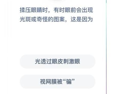 揉压眼睛时，有时眼前会出现光斑 揉压眼睛时会出现光斑是为什么蚂蚁庄园图片2