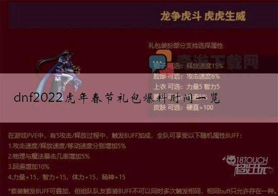 dnf2022虎年春节礼包爆料时间一览